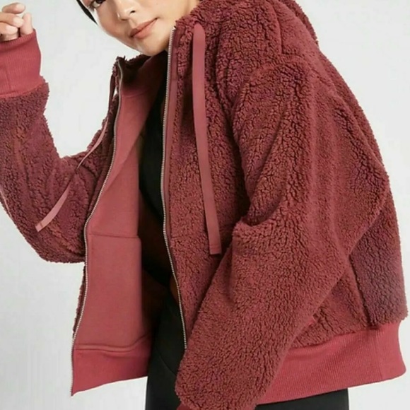 New ATHLETA Cozy Sherpa Reversible Jacket medium maple red - Picture 2 of 6